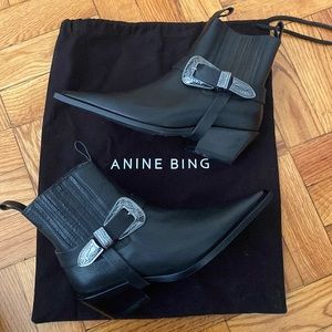 ANINE BING ANKLE COWBOY BOOT WITH BUCKLE